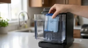 Installing an AquaClean water filter inside the Philips 3200 espresso machine water tank