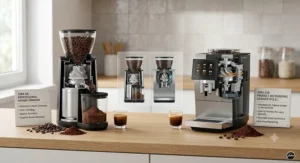 Illustration comparing the Jura S8 Professional Aroma Grinder with the Jura Z10 Product Recognising Grinder.