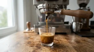 Pouring a rich espresso shot using a PID-controlled single boiler espresso machine in a cozy apartment.