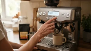 Adjusting temperature settings on a PID espresso machine for beginners during weekend coffee preparation